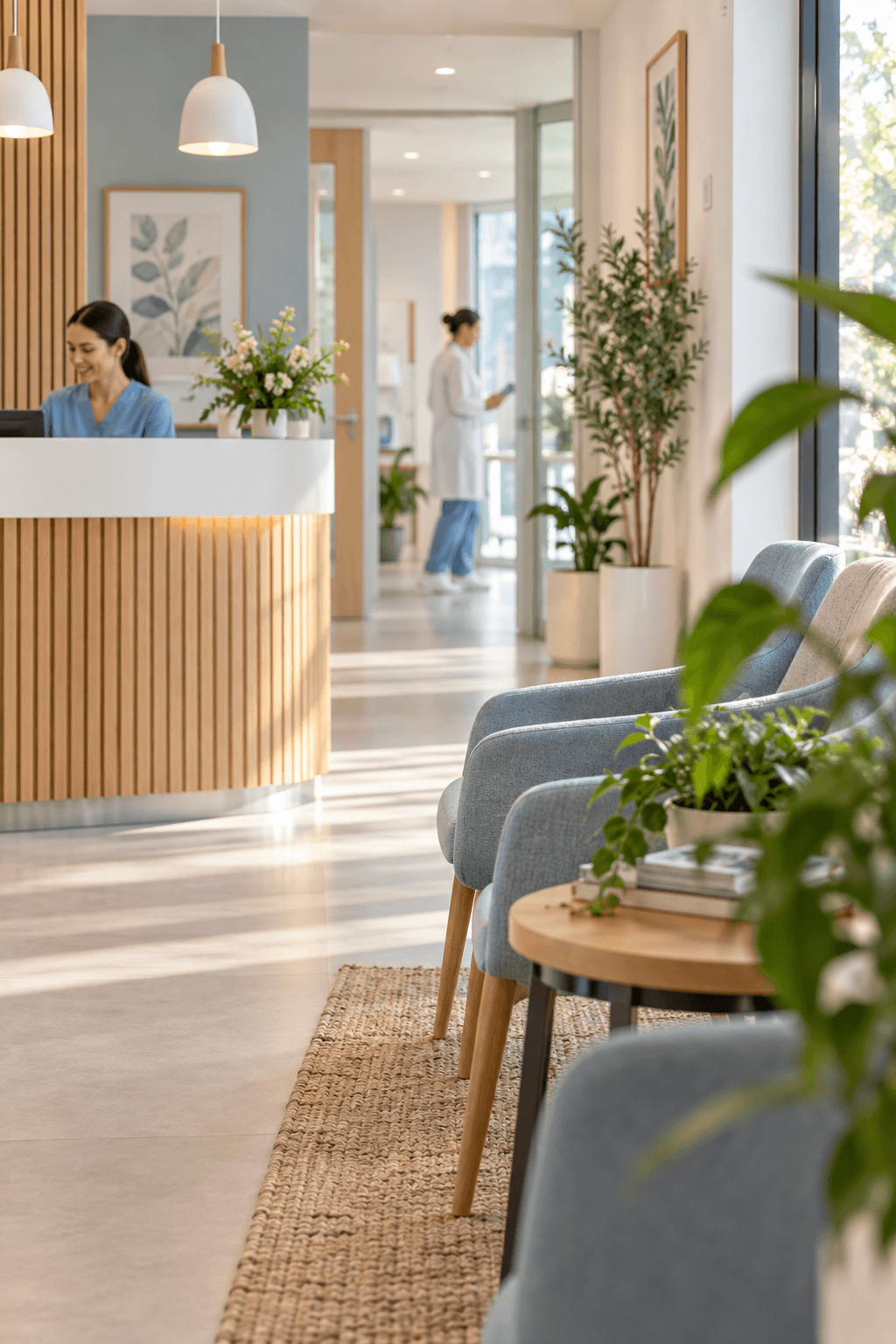 Recepción luminosa de una clínica