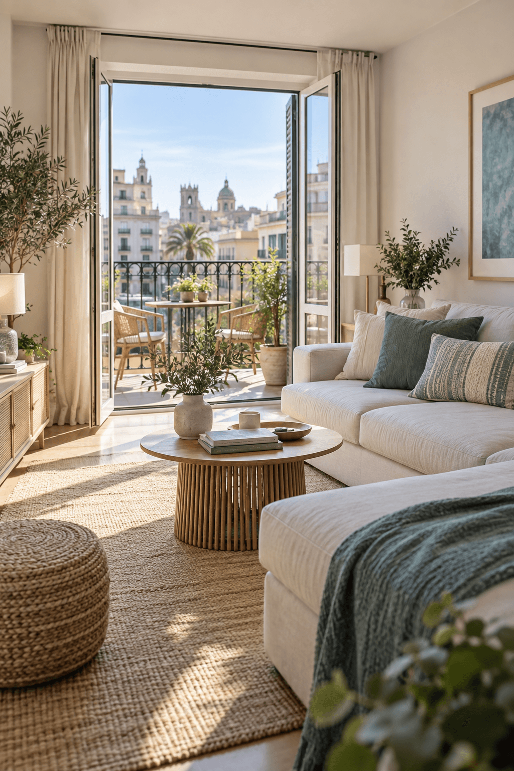 Salón luminoso de una vivienda en venta